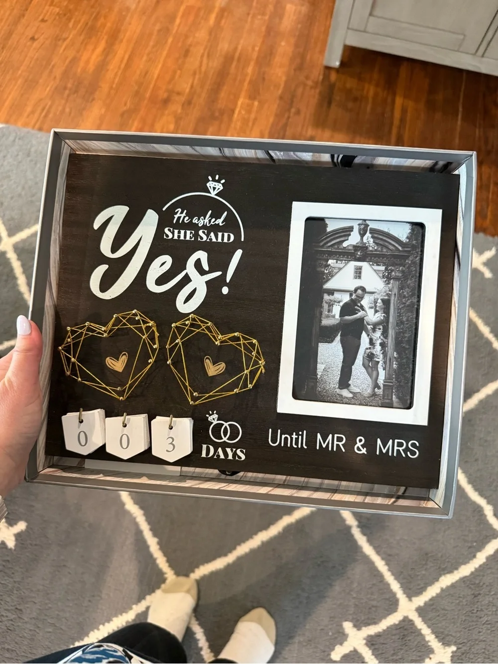 Wedding Countdown to Mr. & Mrs. Wedding Photo Frame - Black and Gold